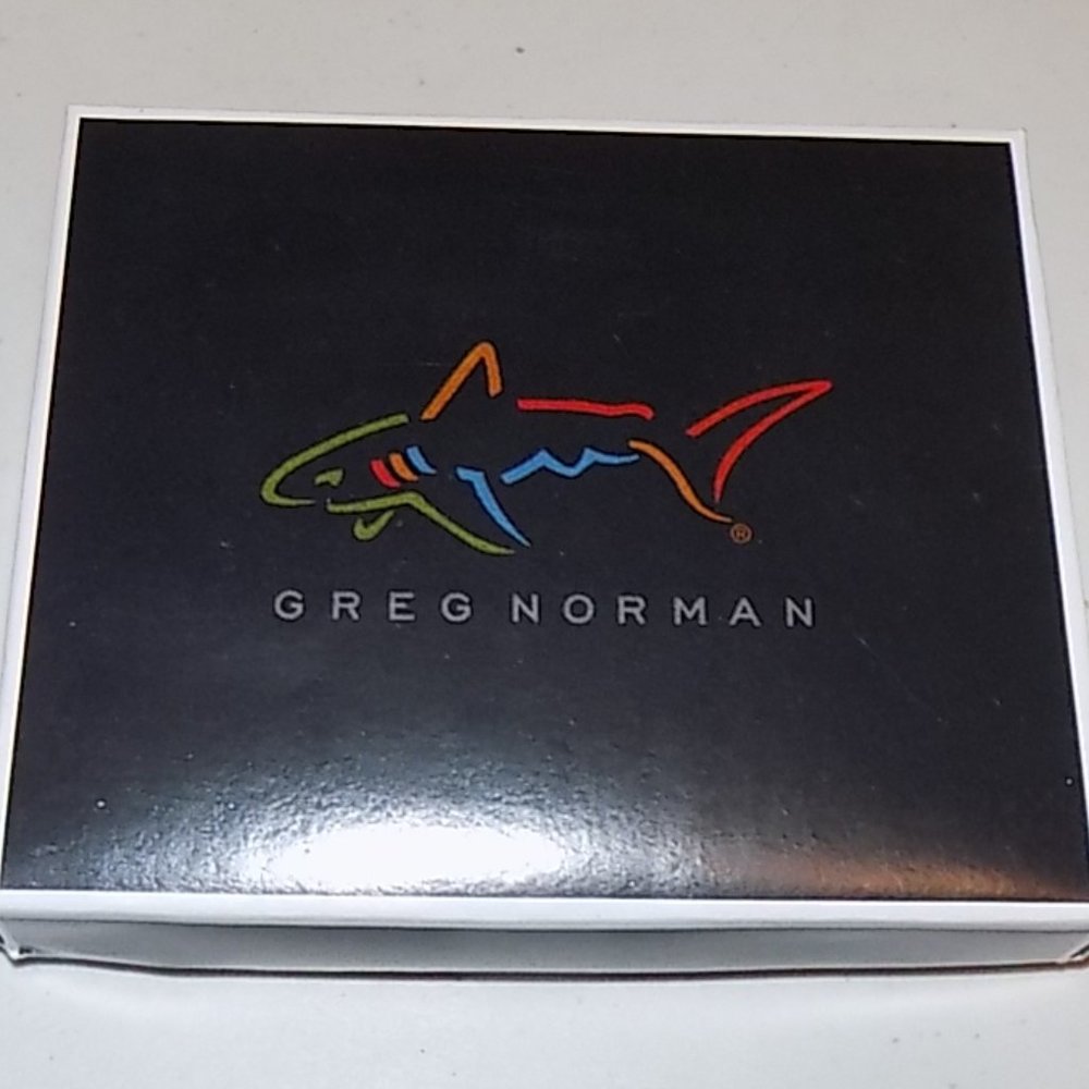 New Greg Norman Black leather trifold wallet (shark logo)